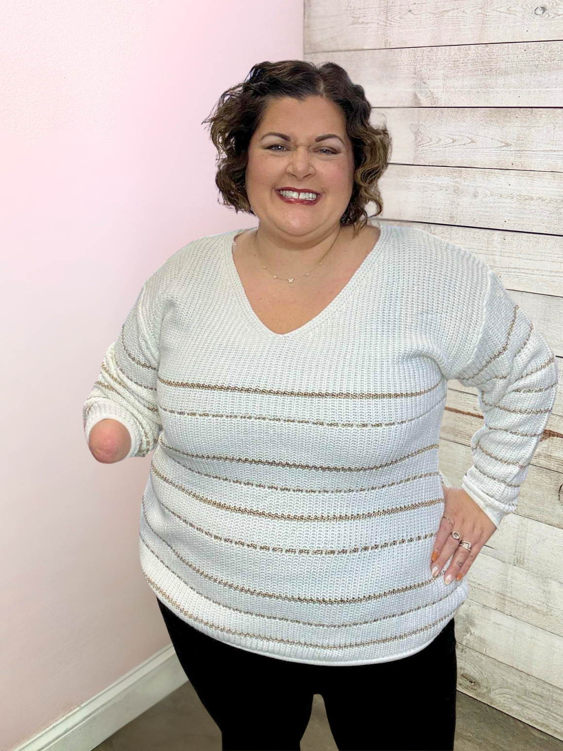 "Soft Glow" Ivory/Gold Sweater