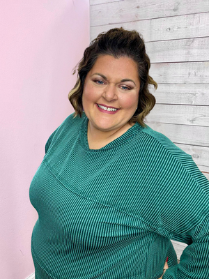 "Down To Earth" Green Ribbed Top