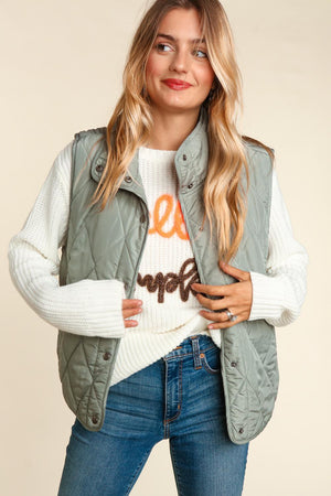 "Daily Must Have" Quilted Vest- Sage