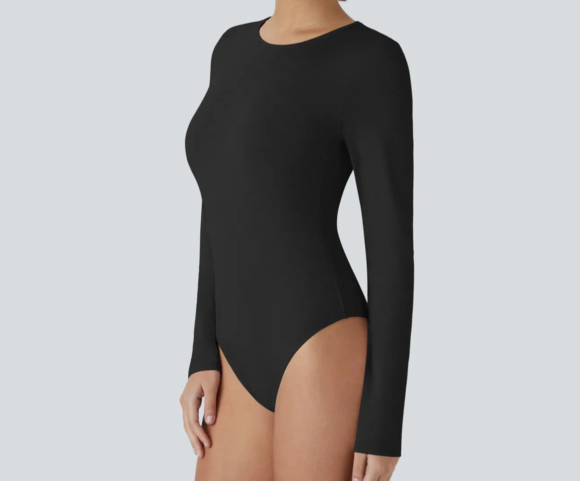 "For A Moment" Round Neck Bodysuit- Black