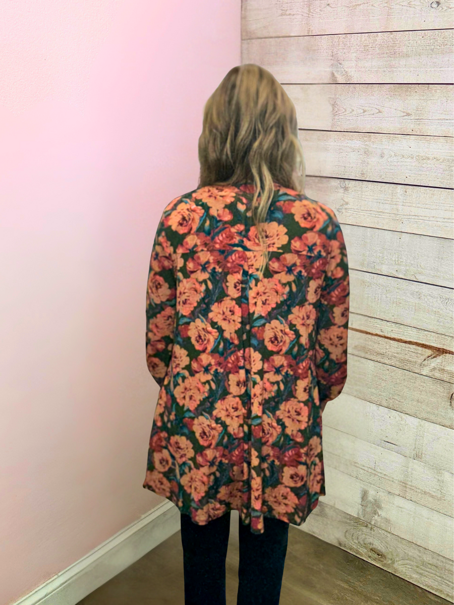 "Canyon Bloom" Olive Floral Lizzy Cardigan