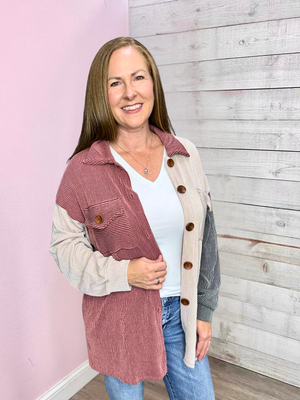 "Fireside Snuggles" Button Up Shacket