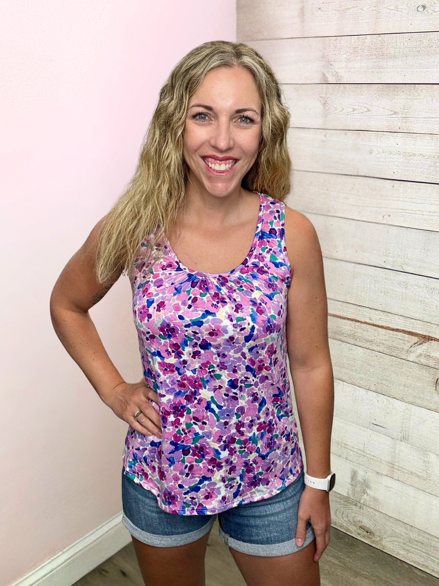 "Garden Party" Purple Floral Top