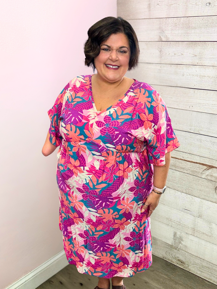 "Beautiful Bloom" Magenta Floral Dress