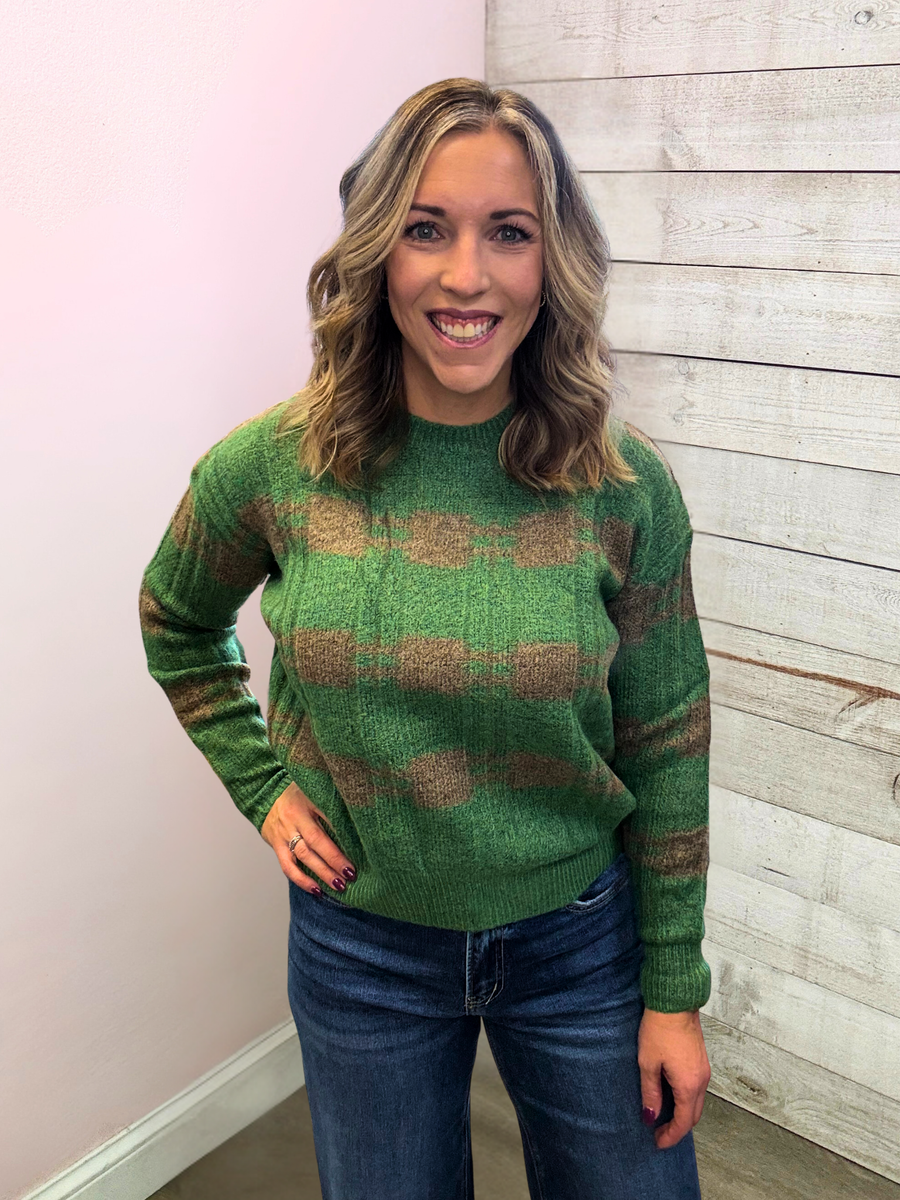 "Simply Charming" Checkered Knit Sweater