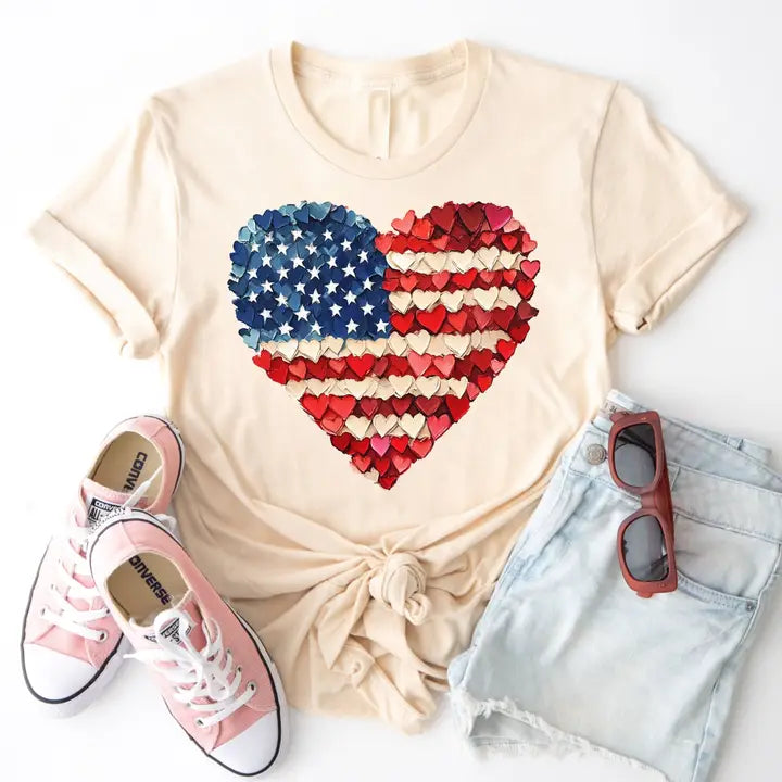 USA Flag Heart Graphic Tee
