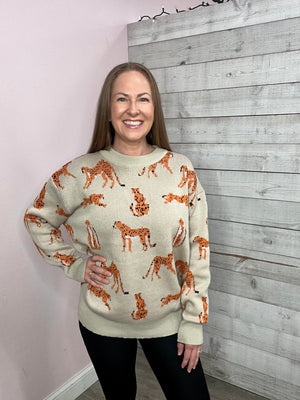 "Ready For An Adventure" Cheetah Print Sweater