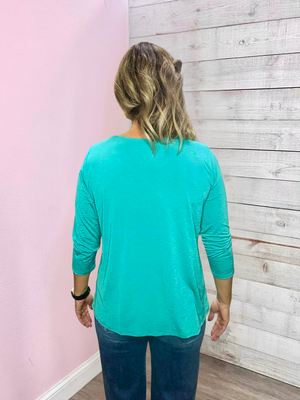 "Fall Essential" Solid Round Neck Top- Emerald
