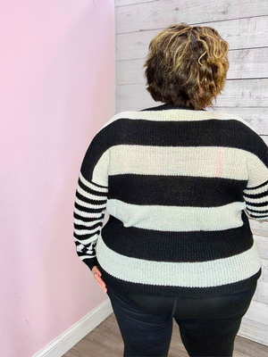 "Good Intentions" Black/White Striped Sweater