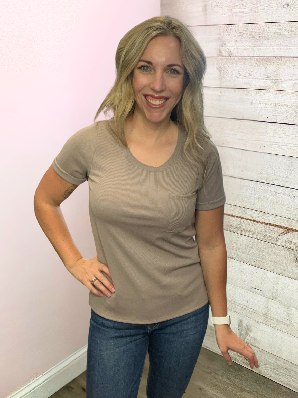 "Best Memory" Ribbed Mocha Top