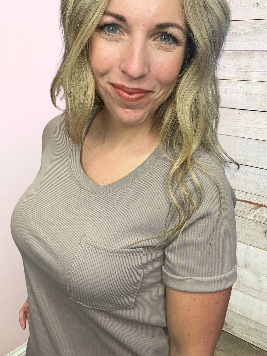 "Best Memory" Ribbed Mocha Top
