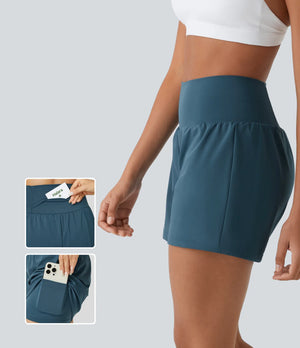 "Lake Days" Yoga Shorts- Teal Blue