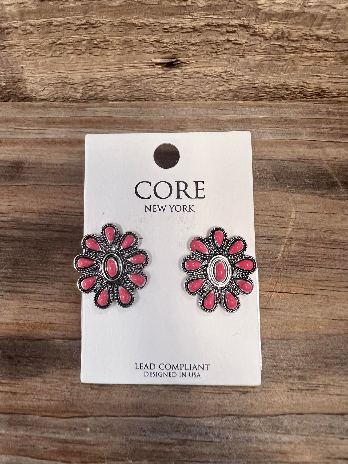 "Matilda" Red Beaded Flower Earrings