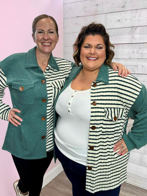 "Falling Leaves" Striped Contrast Shacket