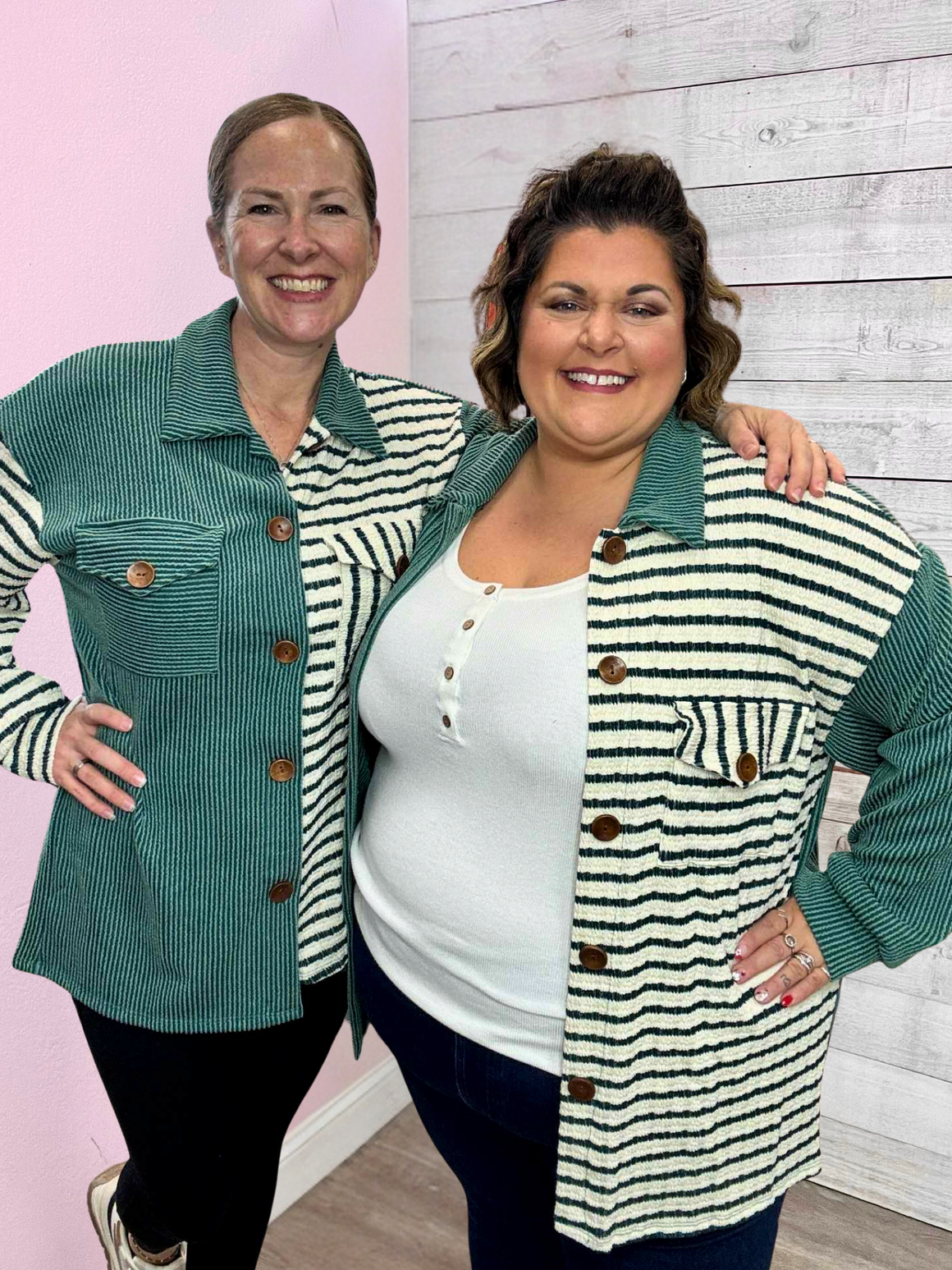"Falling Leaves" Striped Contrast Shacket