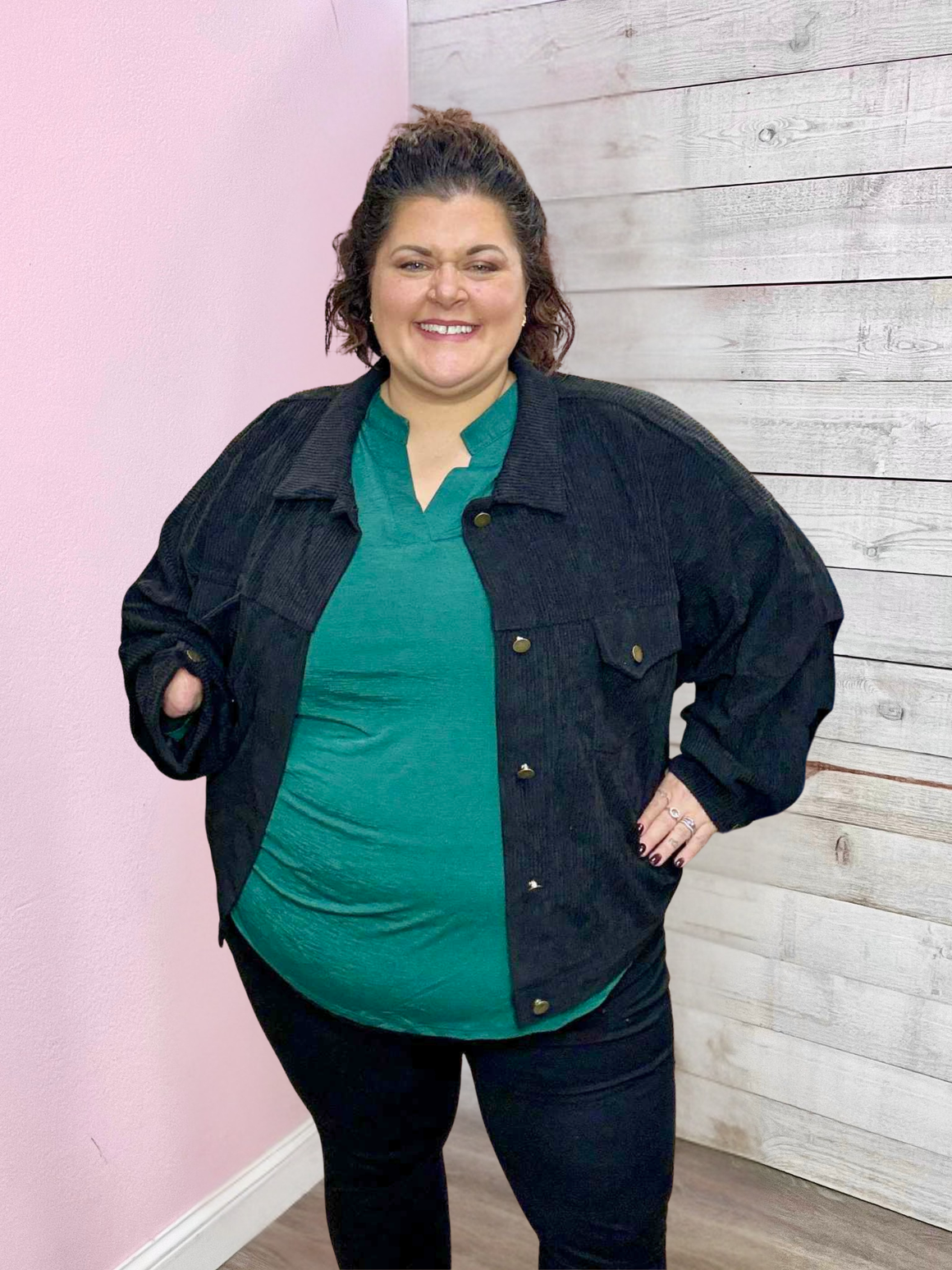 "Midnight Confessions" Black Ribbed Coat