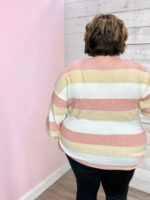 "Loving Touch" Pink Stripe Sweater