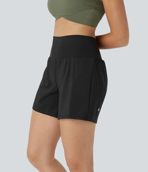 "Lake Days" Yoga Shorts- Black