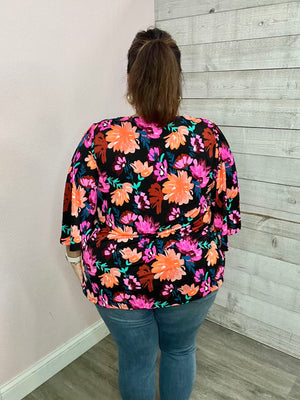 "Be With Me" Bright Floral Print Top
