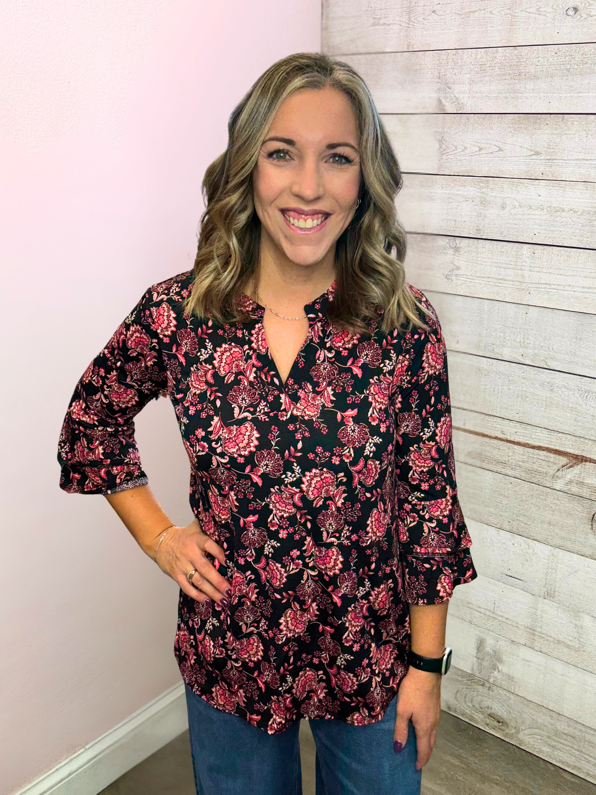 "So Blessed" Floral Bell Sleeve Lizzy