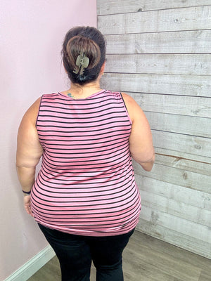 "Casually Chic" Striped Tank Top- Pink/Black