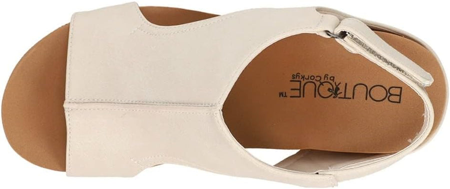 "Carley" Corky Wedge Sandal- Cream