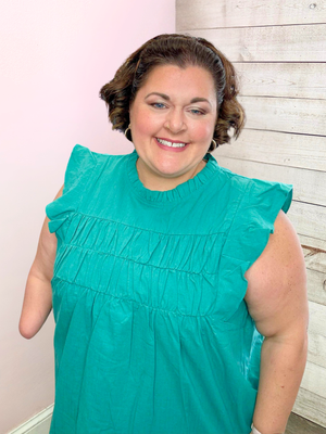 "Downtown Chic" Mock Neck Teal Top