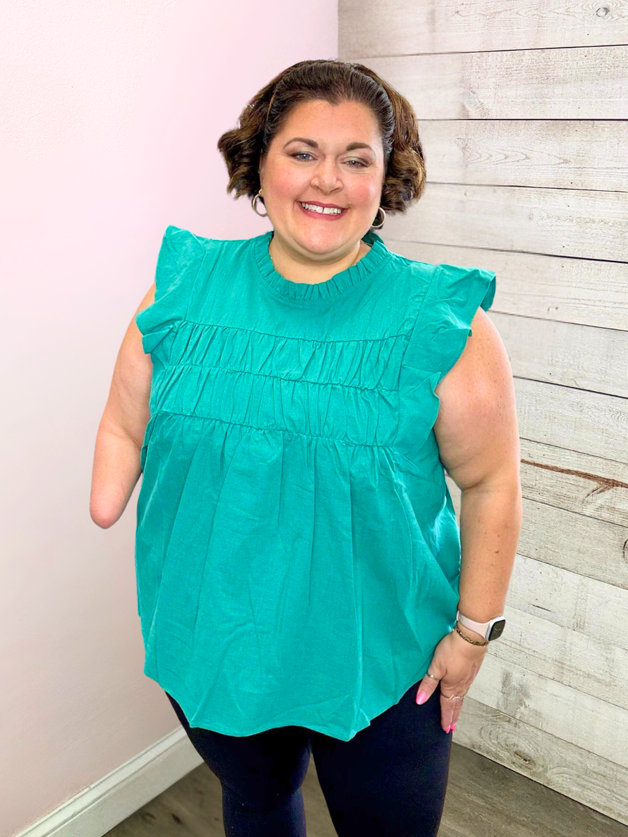 "Downtown Chic" Mock Neck Teal Top
