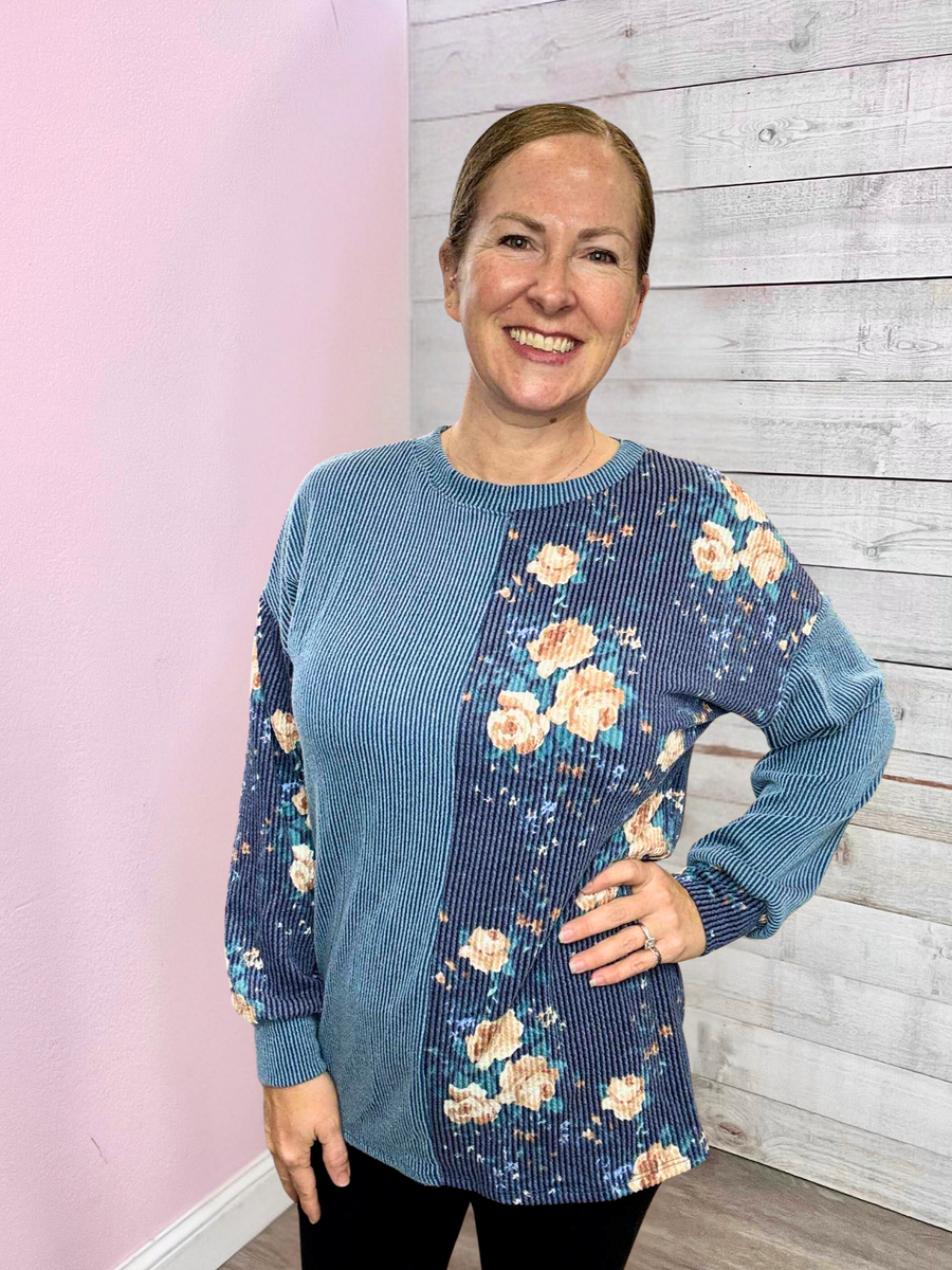 "Wildflower" Floral Contrast Top