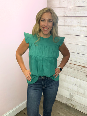 "Downtown Chic" Mock Neck Teal Top