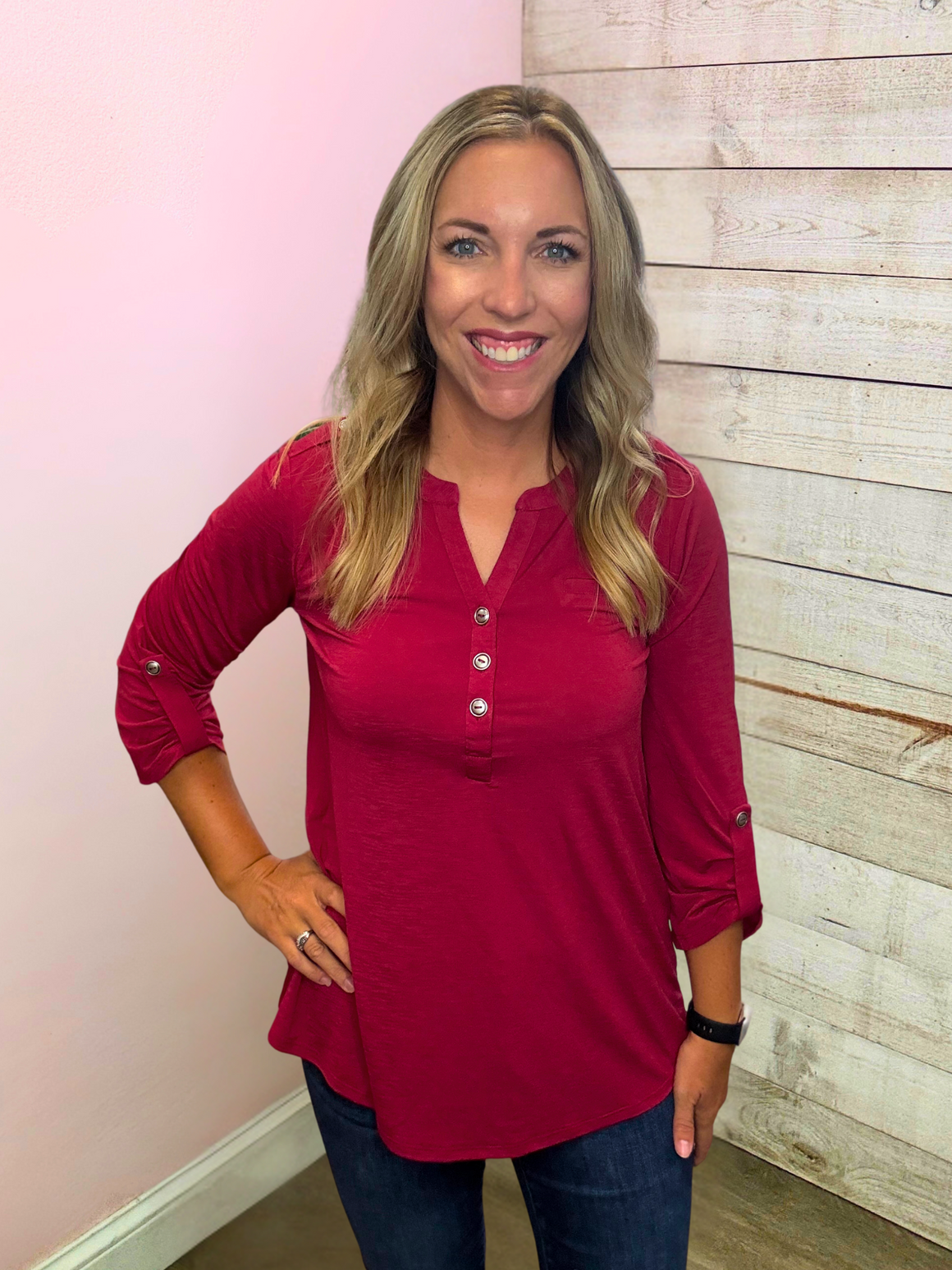 "Harvest Hues" Solid Red Luxe Lizzy Top