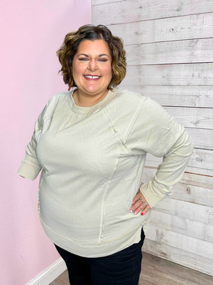 "All Set To Go" French Terry Top- Taupe