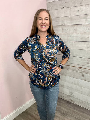 "Dancing Waves" Paisley Gabby Top