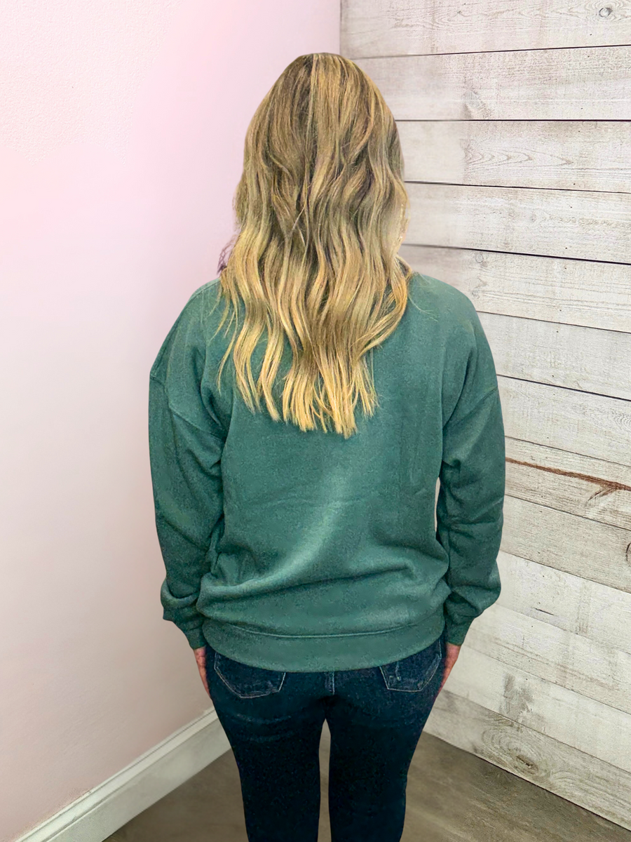 "Comfy Core" Solid Fleece lined Jade Sweatshirt.