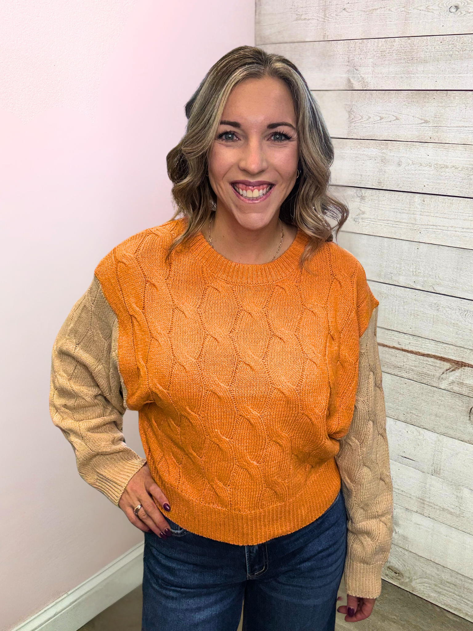 "Graceful Smile" Textured Sweater