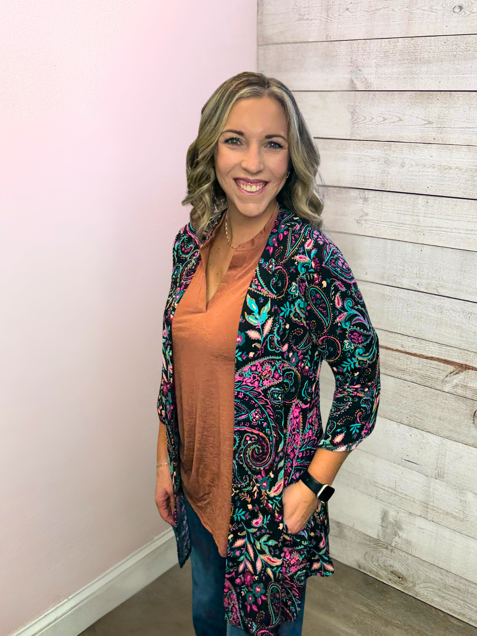 "Floral Melody" Black Paisley Lizzy Cardigan