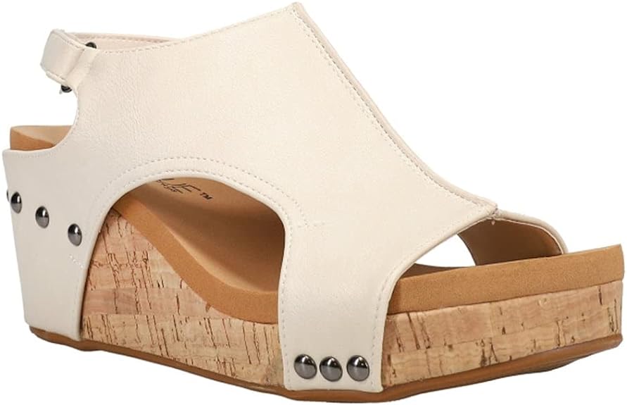 "Carley" Corky Wedge Sandal- Cream