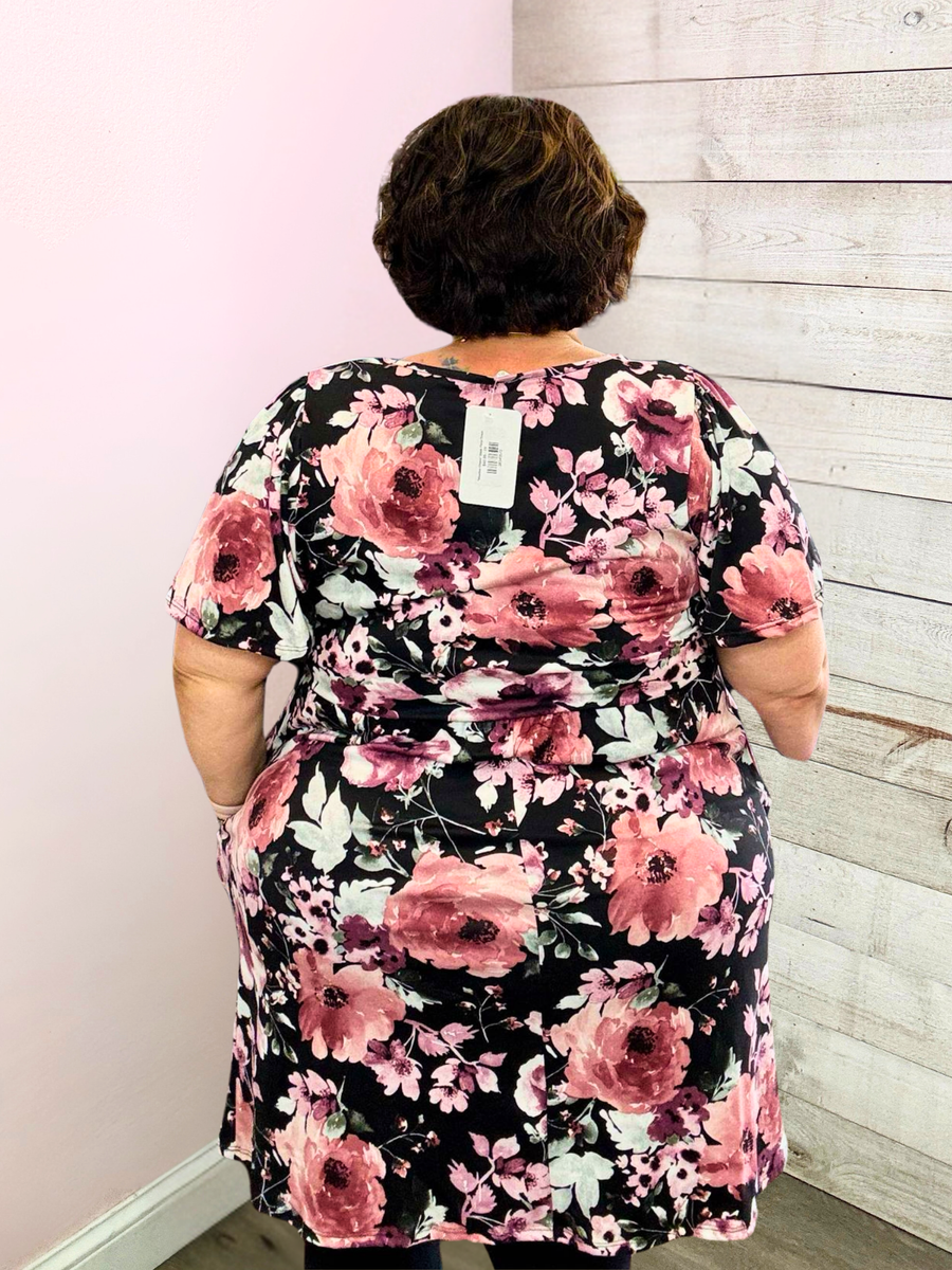 "Meadow Charm" Black Floral Dress