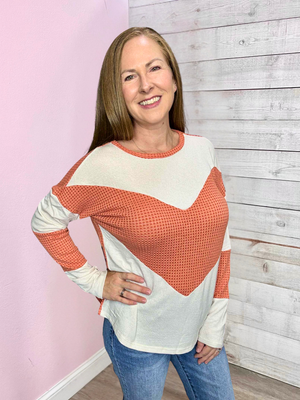 "Hold That Thought" Orange Chevron Top