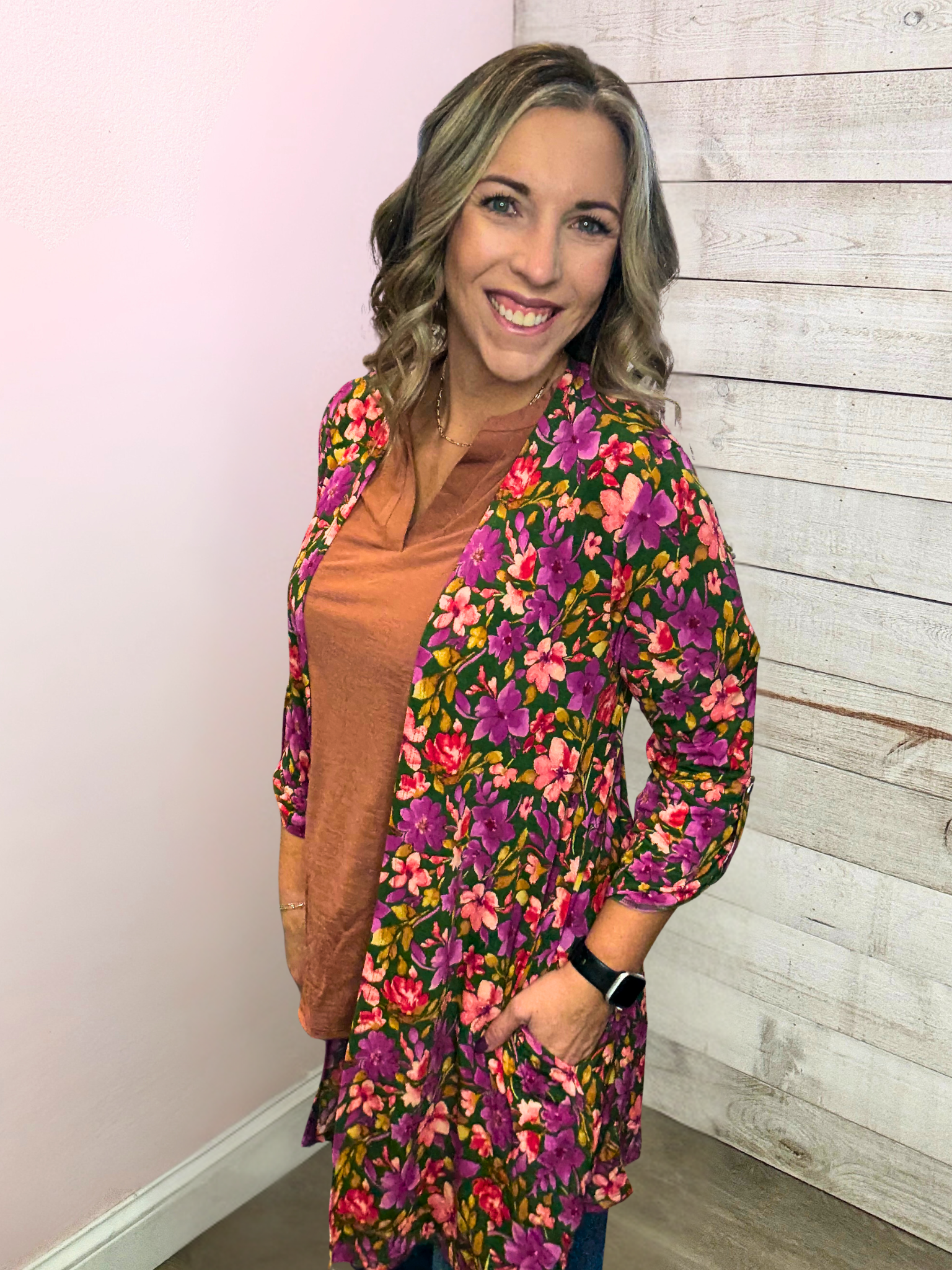 "Sunday Mornings" Green Floral Lizzy Cardigan