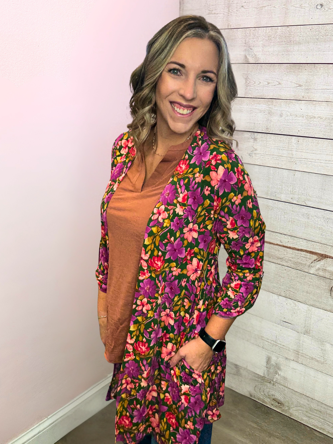 "Sunday Mornings" Green Floral Lizzy Cardigan