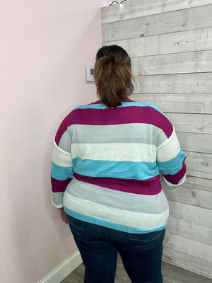 "Sending Love" Striped Sweater