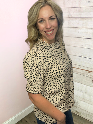 "Fan Favorite" Mock Neck Animal Print Top