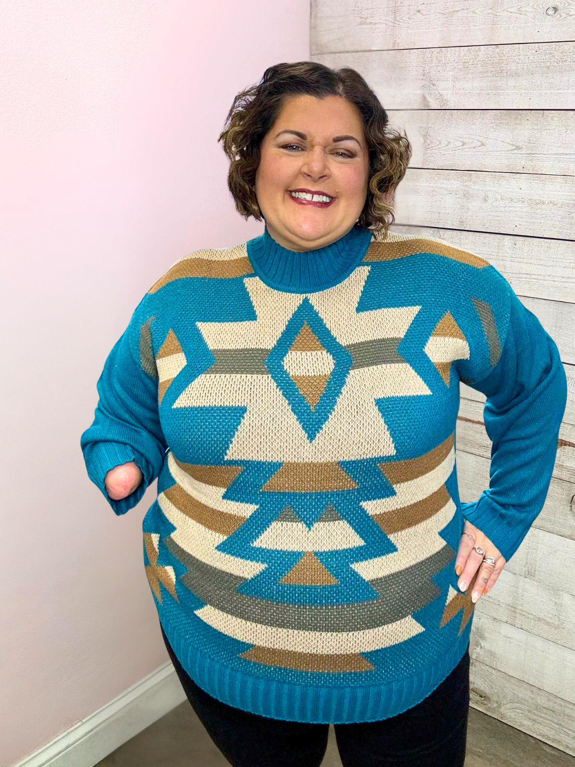 "A Little Statement" Aztec Sweater- Teal