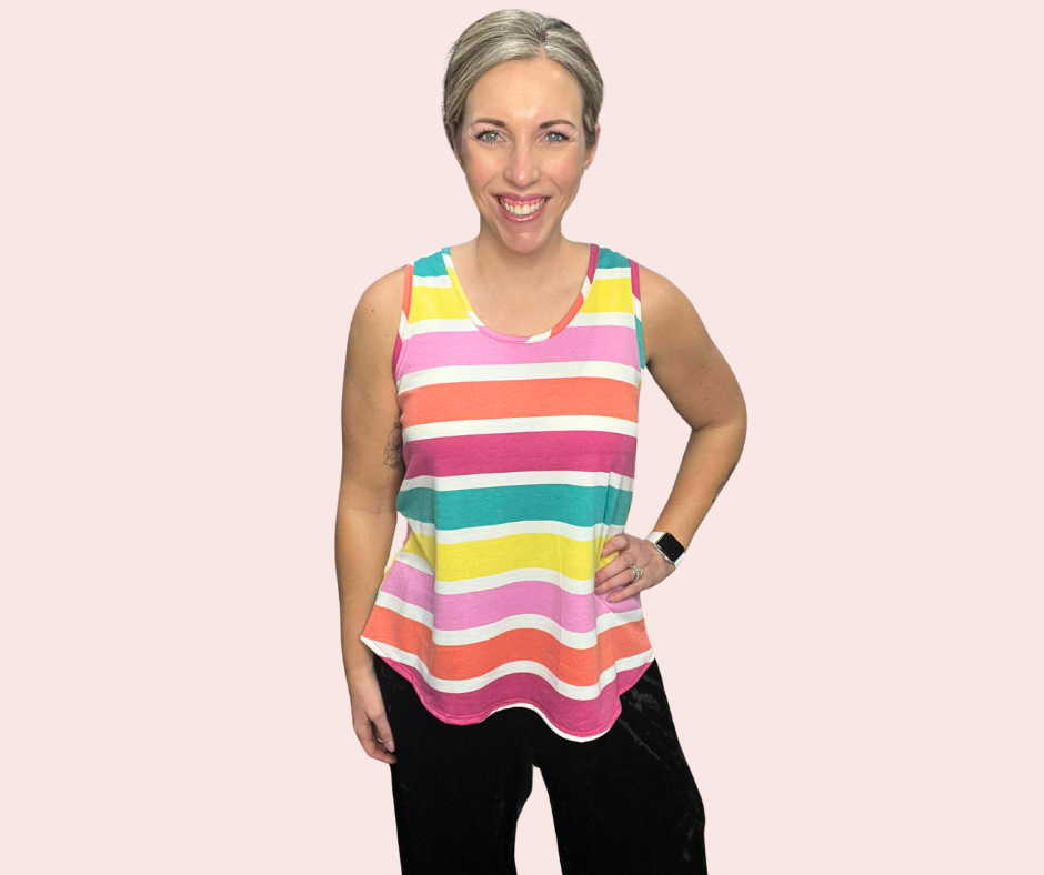 "Made Me Smile" Striped Tank Top- Multicolor