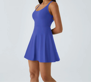 "Take It Easy" Halara Backless Blue Dress