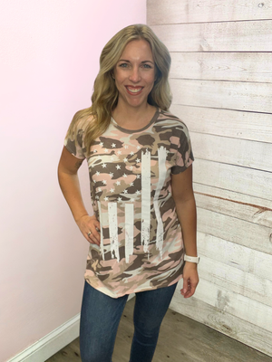 "American Charm" Pink Camo Top