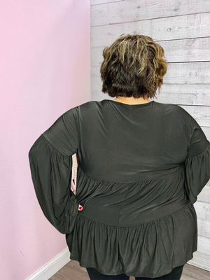 "Vineyard Stroll" V Neck Tiered Top