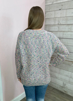 "Peaceful Place" Multi-Color Cable Knit Sweater