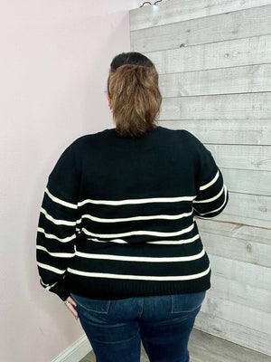 "Trust in You" Black Ivory Striped Sweater